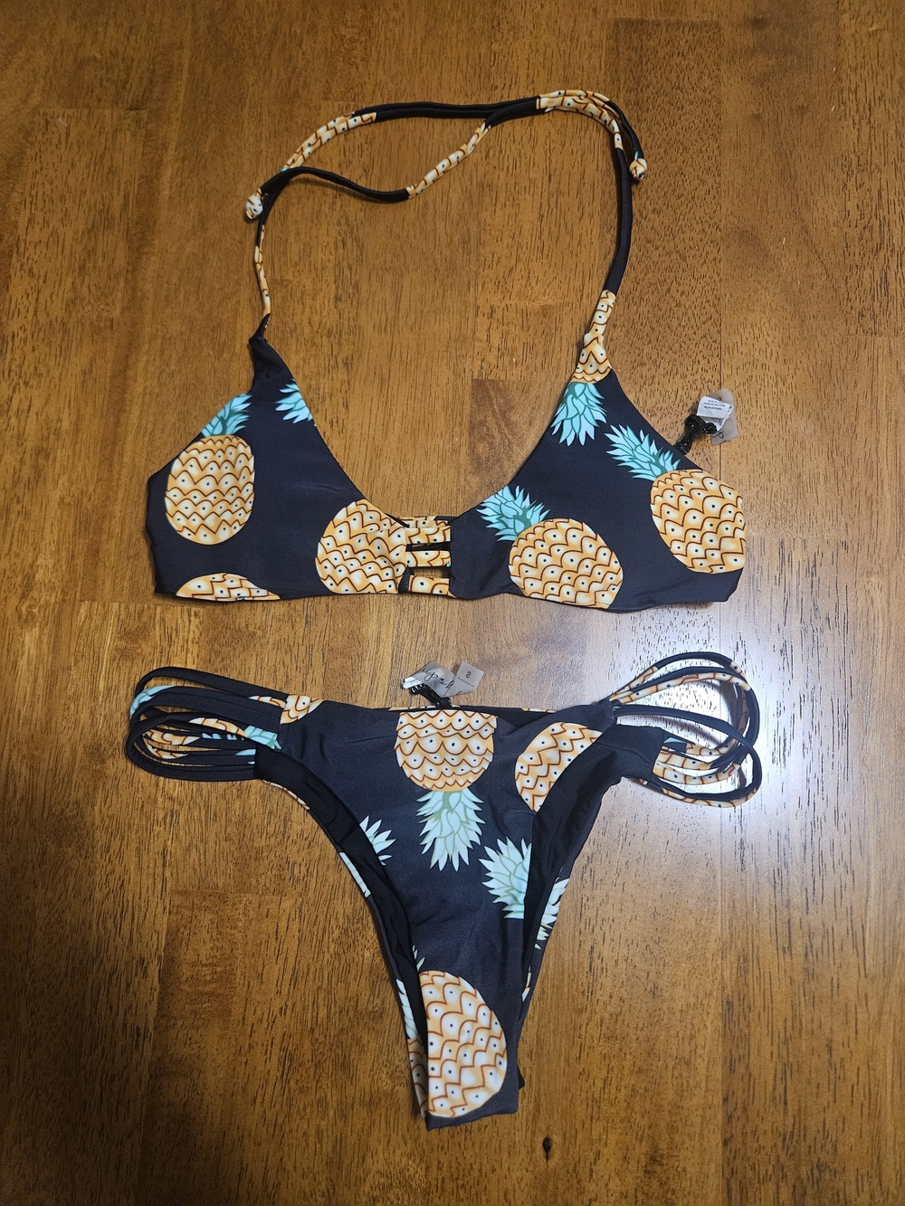 Cupshe Black Pineapple Print Two-Piece Bikini